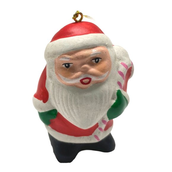 Santa Claus with Candy Cane Christmas Tree Ornament 2.25" Tall - Picture 1 of 5